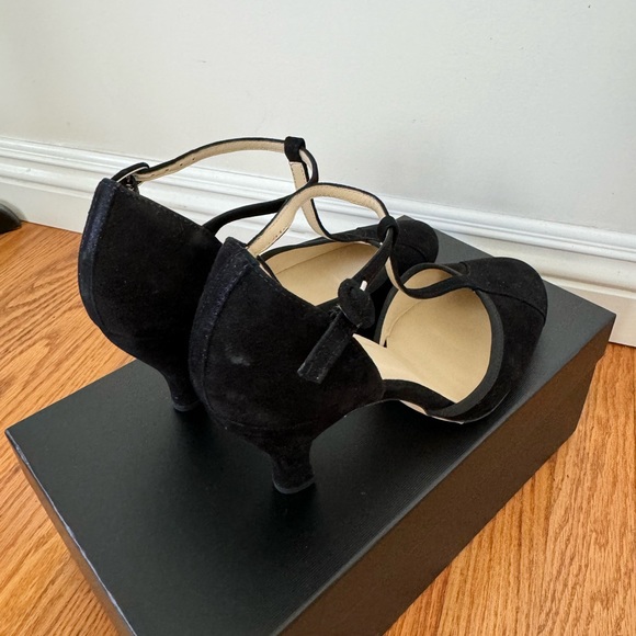 Repetto Salomes Lambskin Leather Black Carbon T-Strap Heels Ballroom 38.5 - Picture 10 of 14